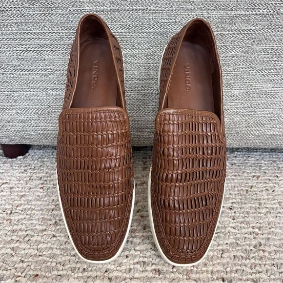 VINCE Stafford Womens Woven Leather Platform Slip On Sneakers - Picture 15 of 15